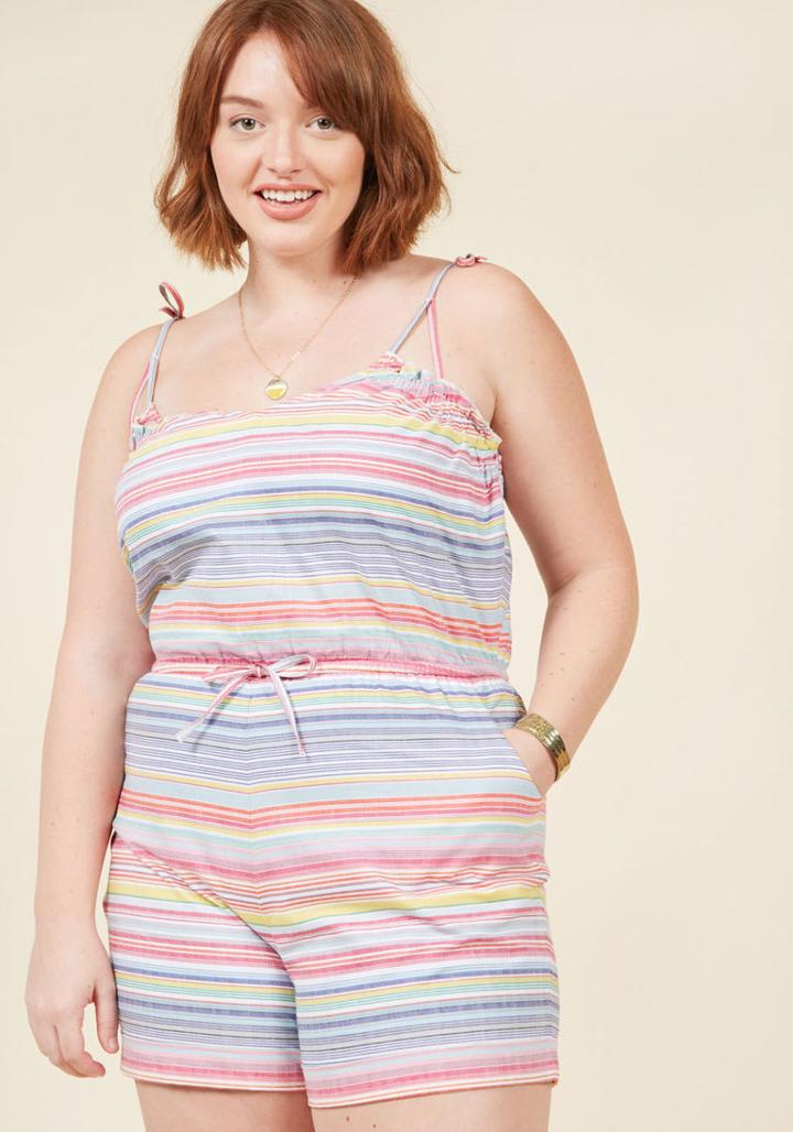 Modcloth Sunshine Sisterhood Striped Romper In M