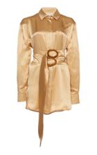 Matriel Blouse W/ Pocket On One Side And Detachable Belt