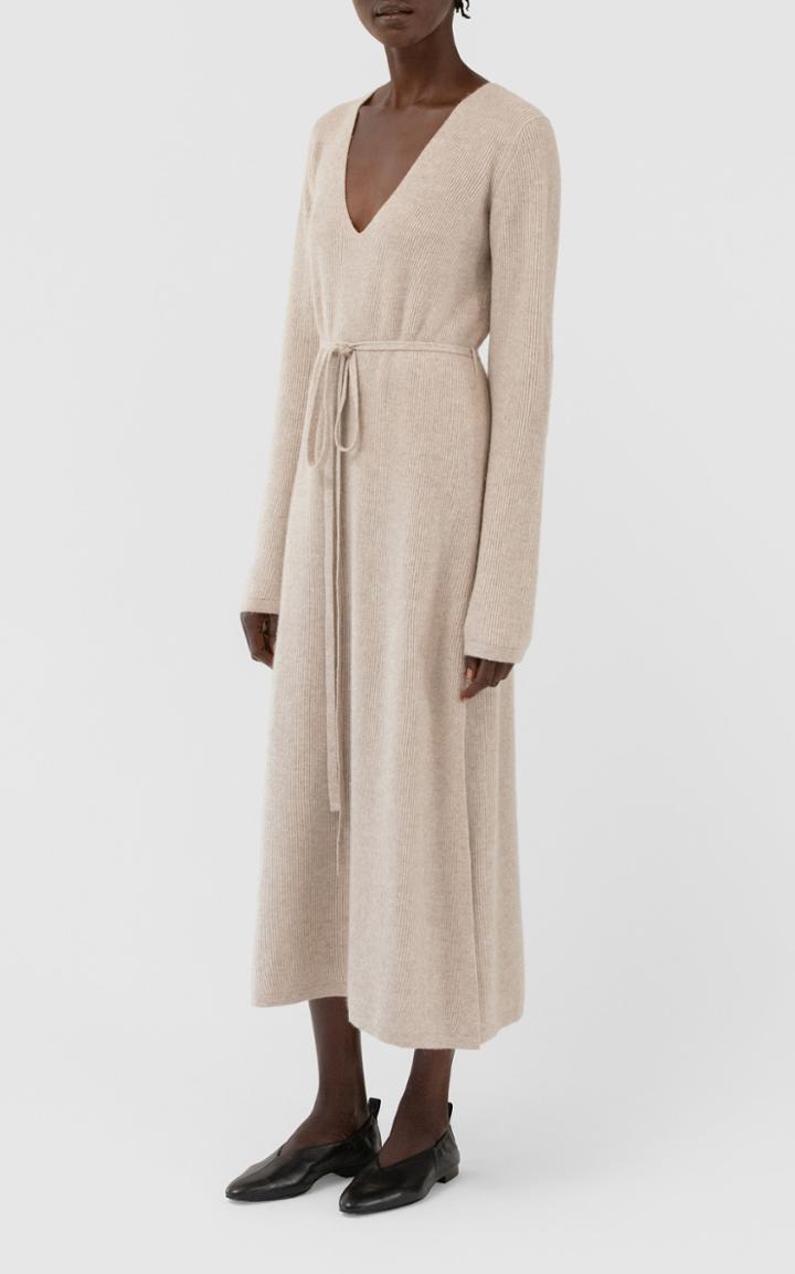 Moda Operandi Co Wool-blend V-neck Belted Dress