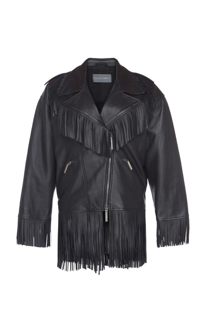 Alberta Ferretti Nappa Leather Fringe Jacket