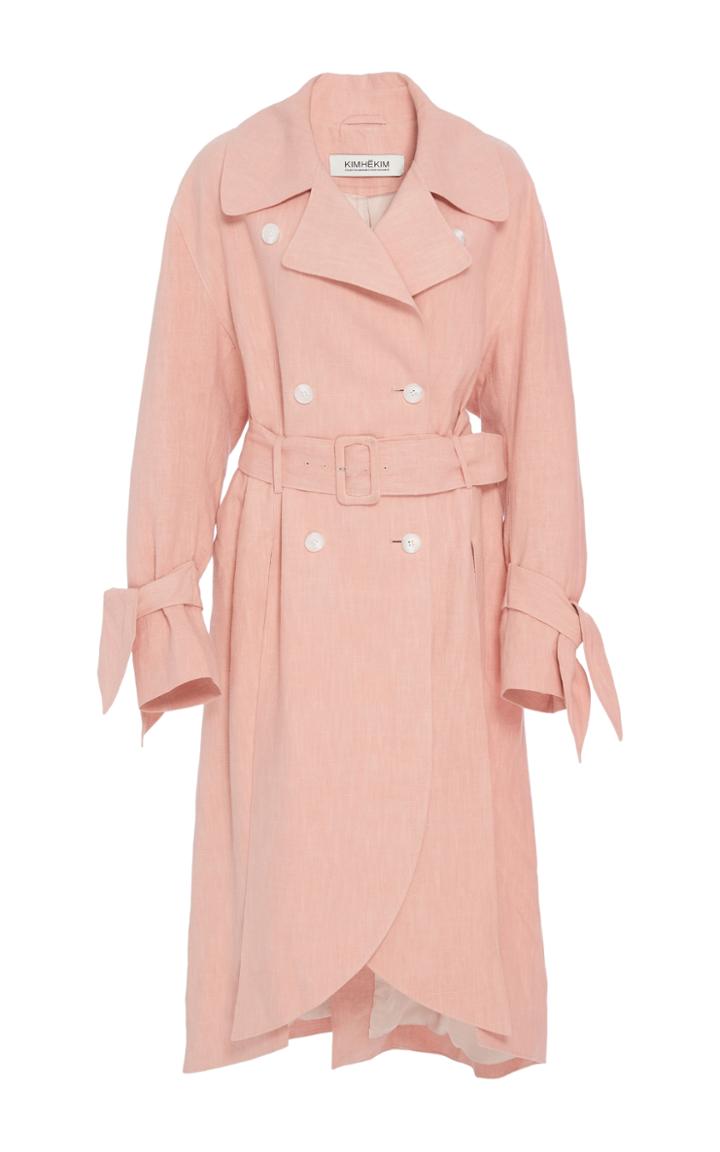 Kimhekim Scalloped Hem Linen Trench Coat