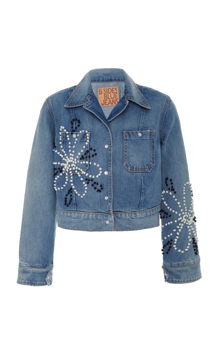 B Sides Cropped Floral Denim Shirt Jacket
