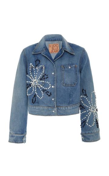 B Sides Cropped Floral Denim Shirt Jacket