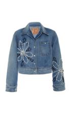 B Sides Cropped Floral Denim Shirt Jacket