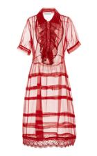 Lee Mathews Scarlet Silk Organza Dress With Slip