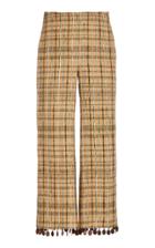 Moda Operandi Rosie Assoulin Embellished Plaid Linen-blend Straight-leg Pants