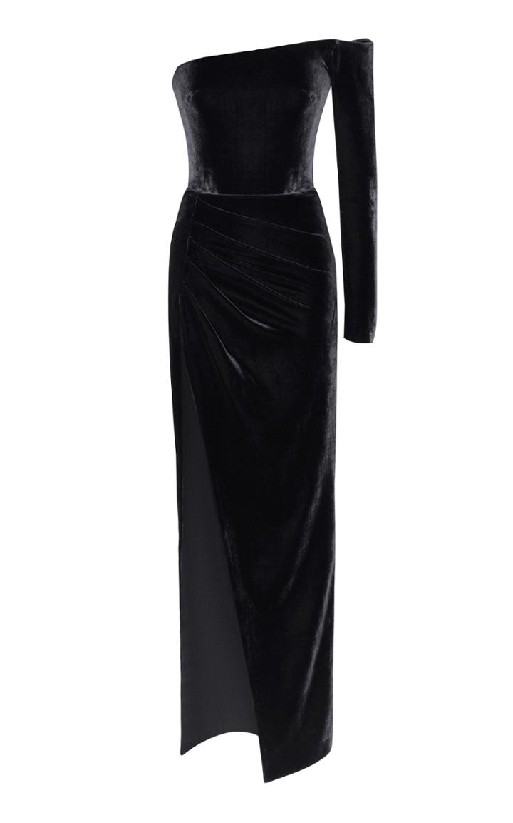 Rasario Off Shoulder Silk-blend Velvet Corset Gown
