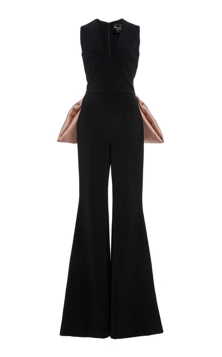 Reem Acra Deep V Crepe Jumpsuit