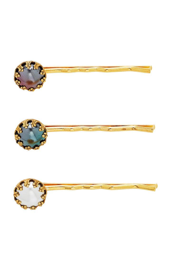 Brinker & Eliza Set-of-three Gold-tone Faux-pearl Hair Pins