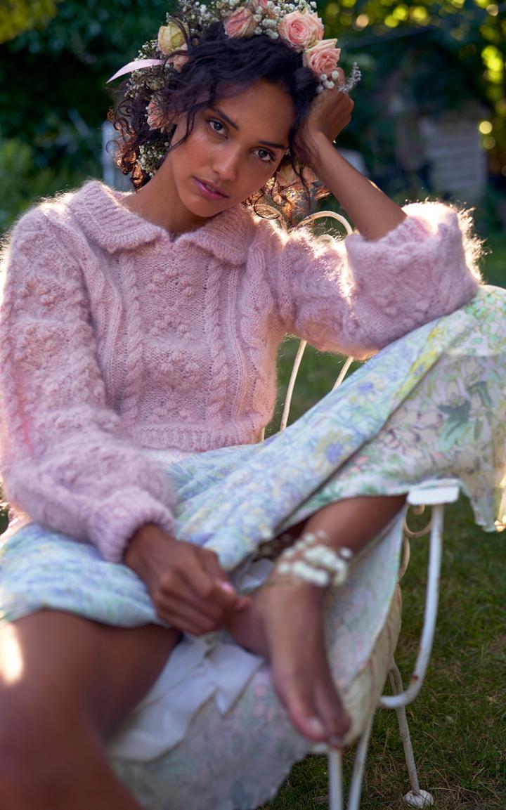 Moda Operandi Loveshackfancy Berget Cable-knit Cropped Sweater