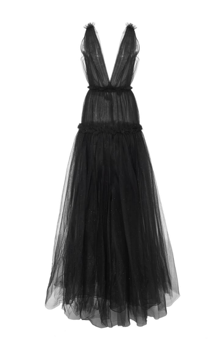 Oscar De La Renta Ruffled Tulle Gown