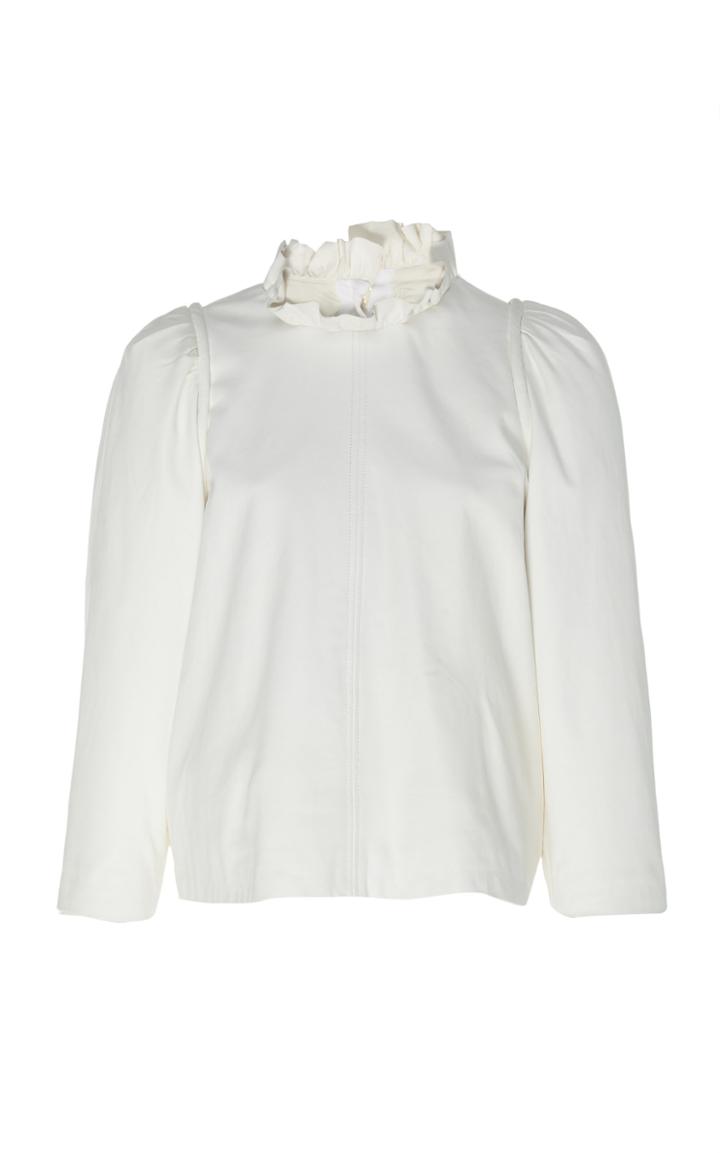 Sea Ruffled Leather Top