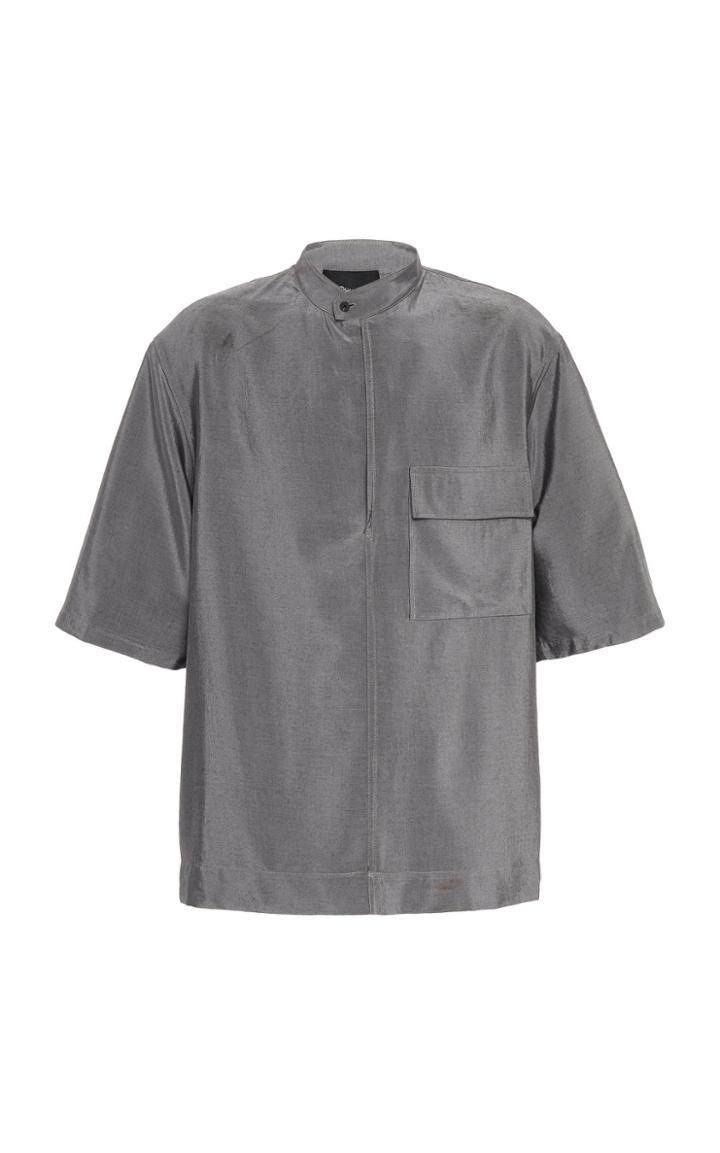Moda Operandi 3.1 Phillip Lim Short Sleeve Oversized Band Collar Shirt Size: Xs