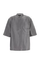 Moda Operandi 3.1 Phillip Lim Short Sleeve Oversized Band Collar Shirt Size: Xs