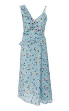 Ermanno Scervino Floral-print Asymmetric Silk-crepe Midi Dress