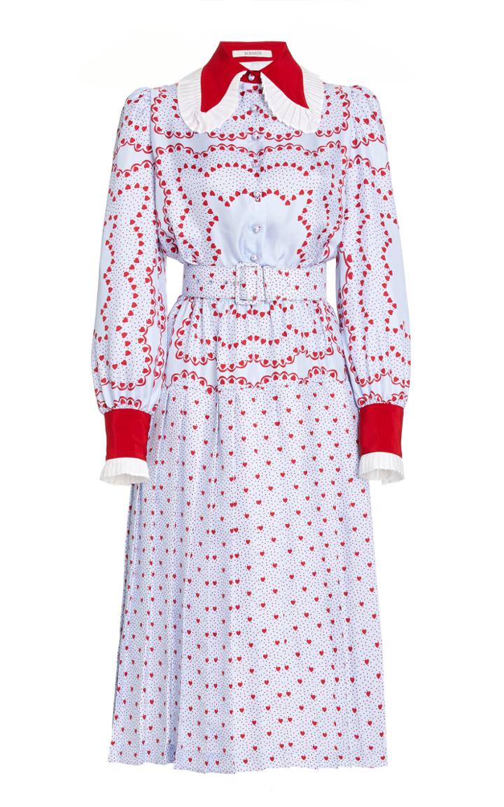 Moda Operandi Rodarte Belted Pleated Silk Dress