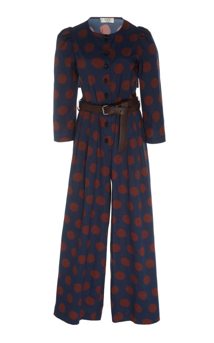 Sea Belted Polka Dot Jumpsuit