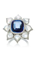 Munnu The Gem Palace One-of-a-kind Sapphire Moonstone And Diamond Flower Ring