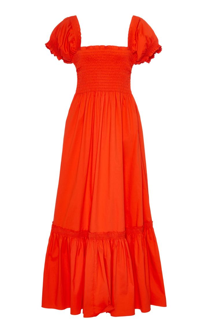 Moda Operandi Tory Burch Smocked Midi Dress Size: Xs