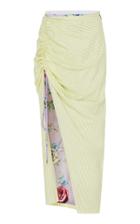Prabal Gurung Cotton-blend Seersucker Side-ruched Skirt