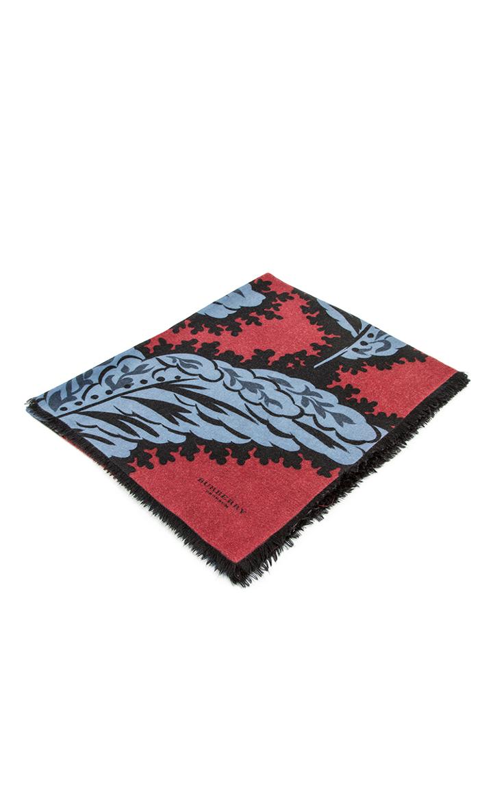 Burberry Large All Over Leaf Cashmere Scarf In Garnet Pink