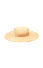Lack Of Color Aruba Frayed Velvet-trimmed Straw Hat
