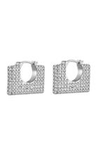 Moda Operandi Emili Cara Swarovski-embellished Square Hoop Earring In Brass