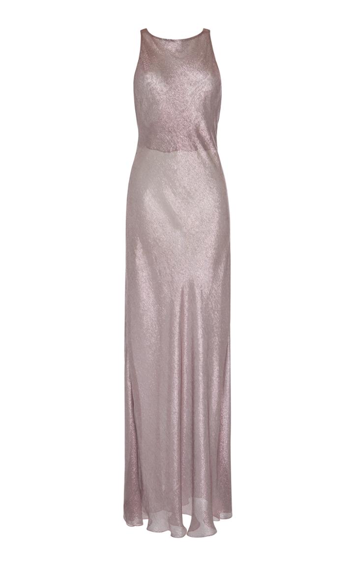 Alberta Ferretti Silk Lame Bias-cut Gown