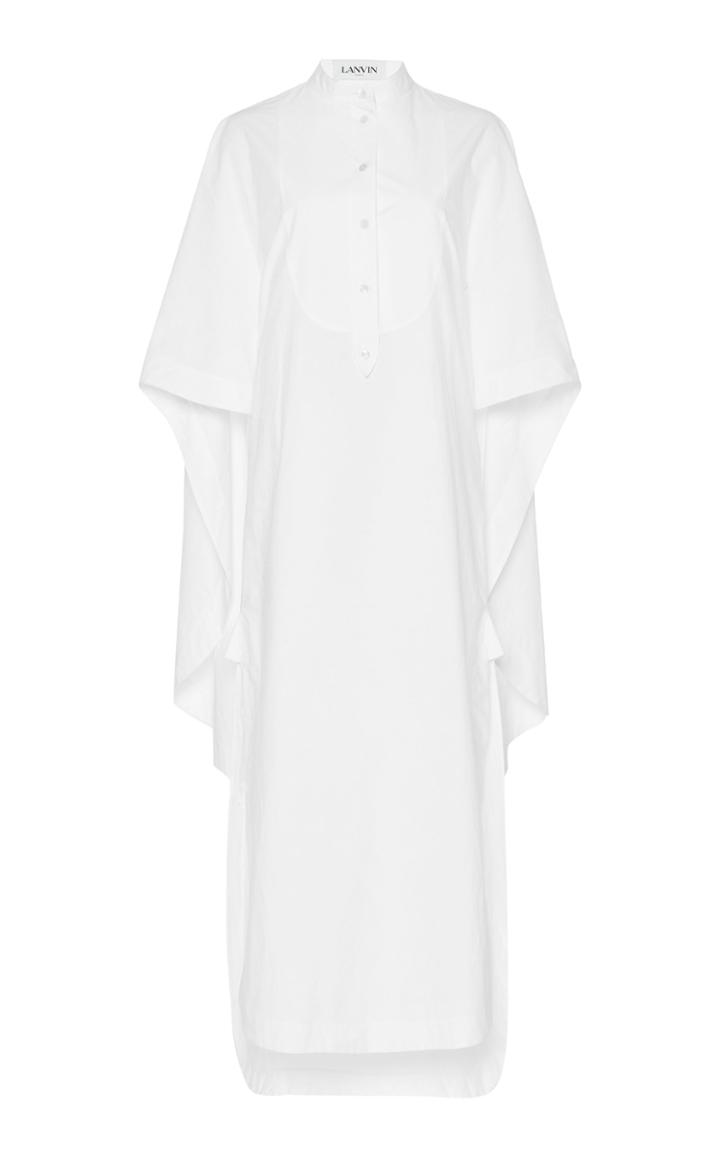 Lanvin Caped Cotton-poplin Midi Dress