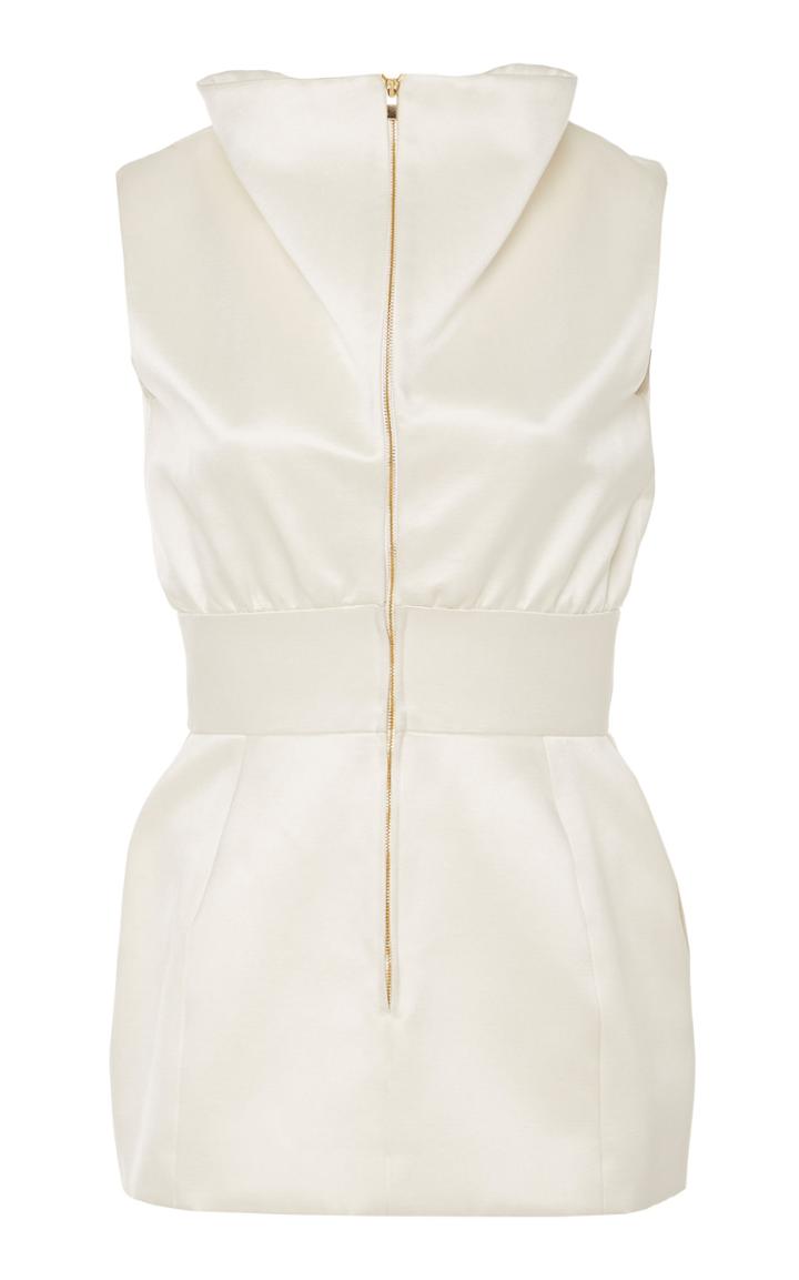 Brandon Maxwell Zip-detailed Silk And Cotton-blend Top