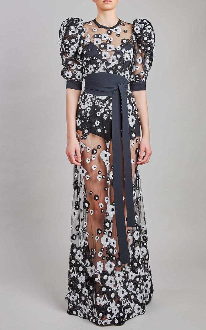 Moda Operandi Elie Saab Tulle Embroidery Maxi Dress