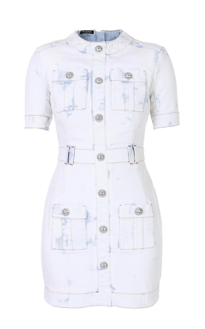 Balmain Bleached Denim Mini Dress
