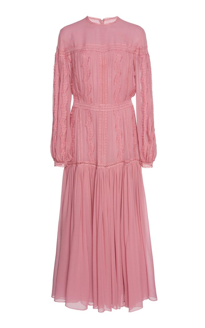 Costarellos Silk Chiffon Tea Length Dress