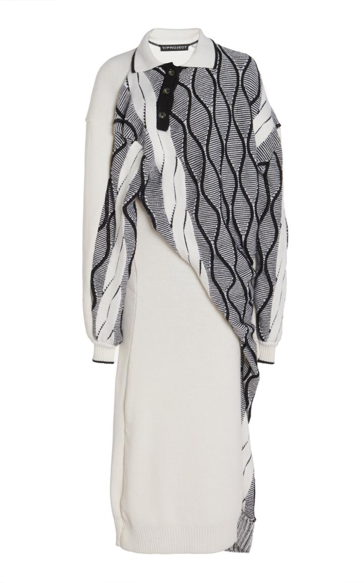 Y/project Twisted Wool-blend Argyle Midi Sweater Dress
