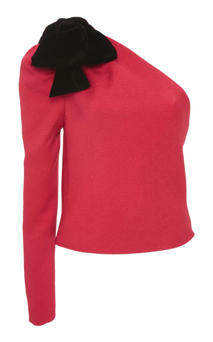 Rebecca De Ravenel M'o Exclusive One-shoulder Silk Cloqu Top