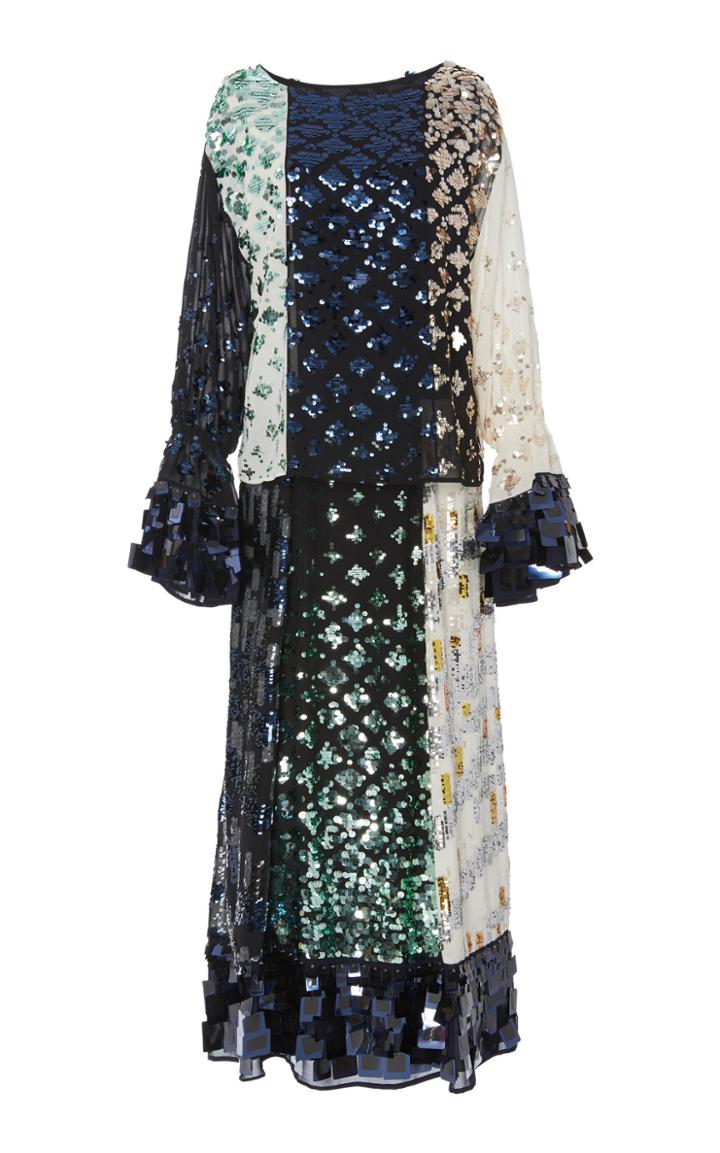 Tory Burch Sequin-embellished Chiffon Maxi Dress