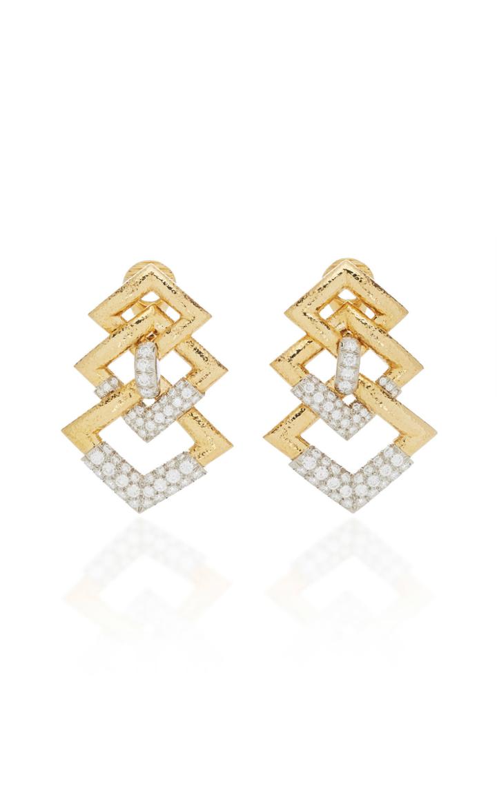 David Webb Triple Link Earrings
