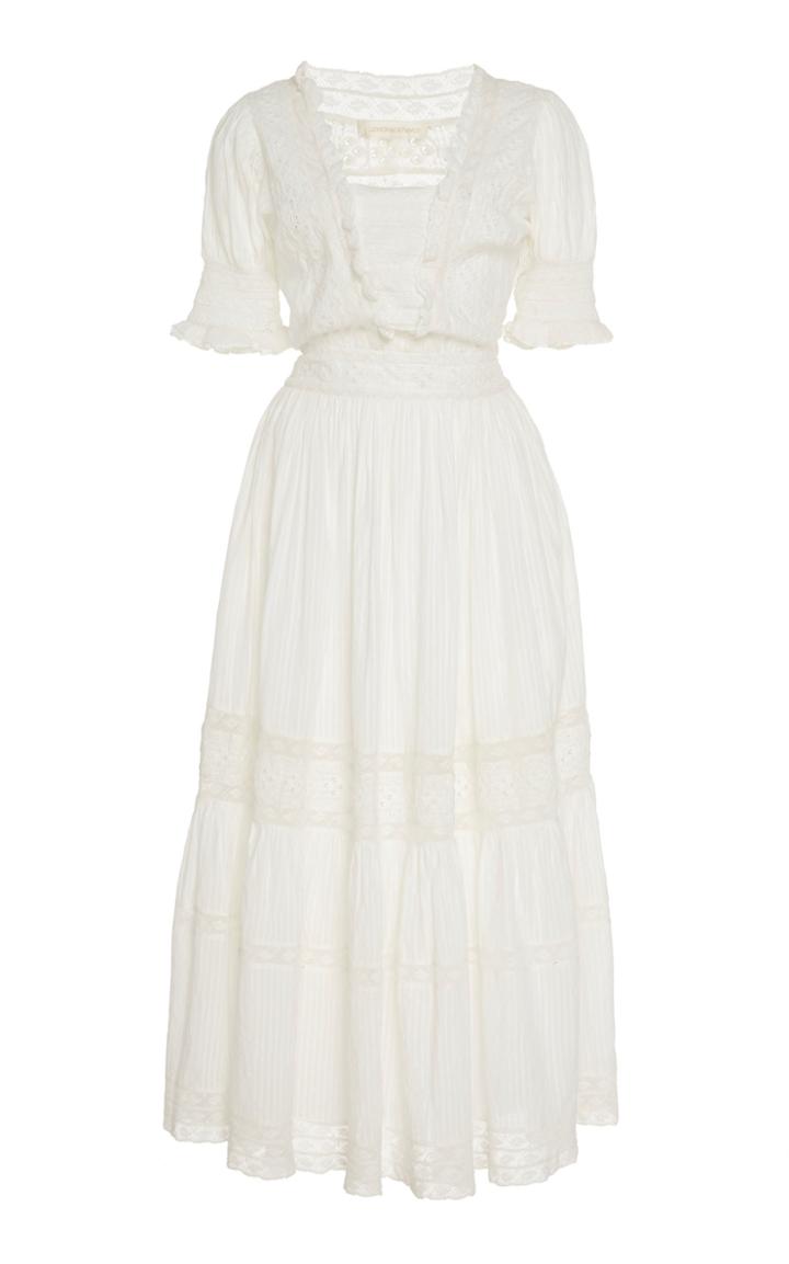 Loveshackfancy Ayla Pleated Lace-trimmed Cotton Dress