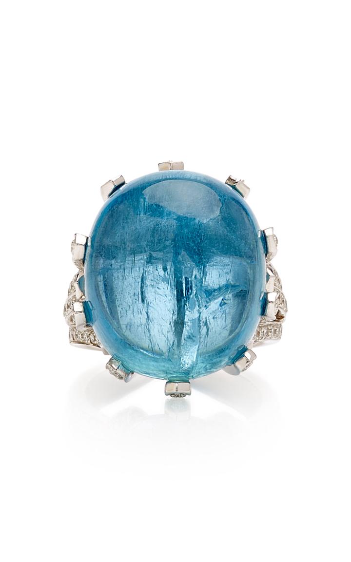 Gioia 18k White Gold, Aquamarine And Diamond Ring