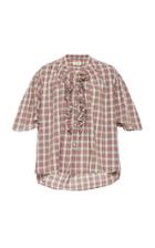 Nili Lotan Rita Muti-colored Cotton Plaid Top