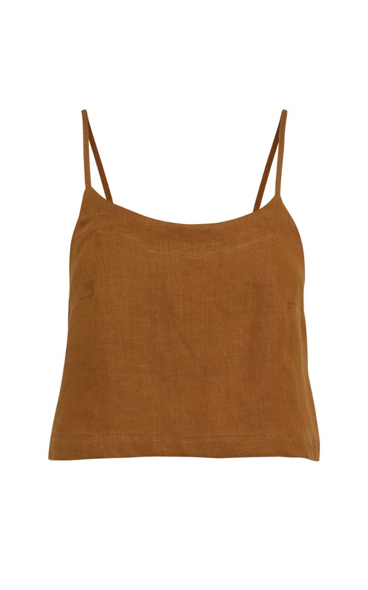 Moda Operandi Bondi Born Flared Linen-twill Camisole Top