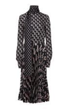 Valentino Pleated Logo-printed Silk Midi Dress