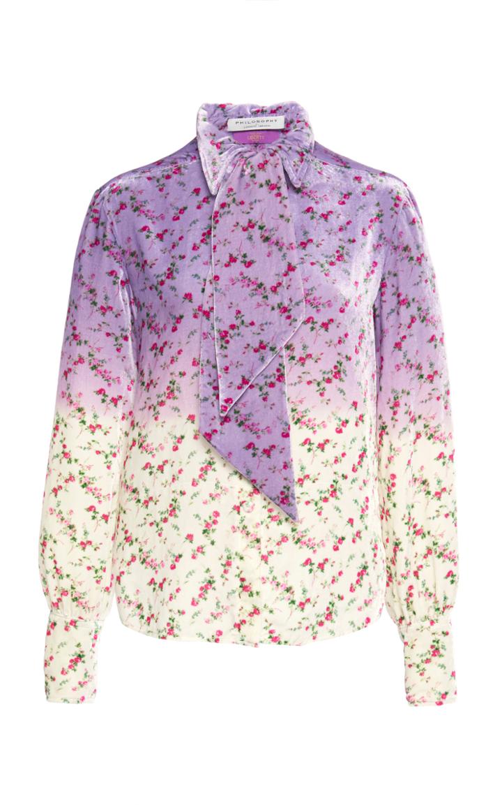 Moda Operandi Philosophy Di Lorenzo Serafini Ombre Floral-print Velvet Top