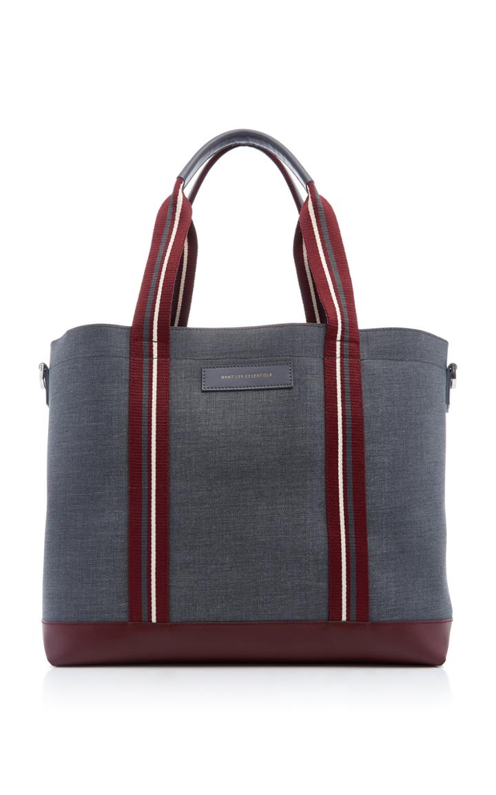 Want Les Essentiels Marti Leather-trimmed Canvas Tote