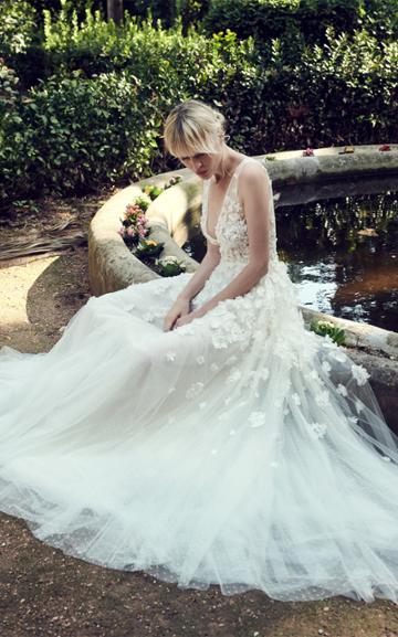 Costarellos Bridal Sleeveless V Neck Romantic Gown