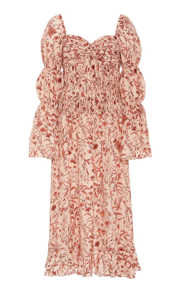 Amur Filipa Floral-patterned Matelass-silk Midi Dress