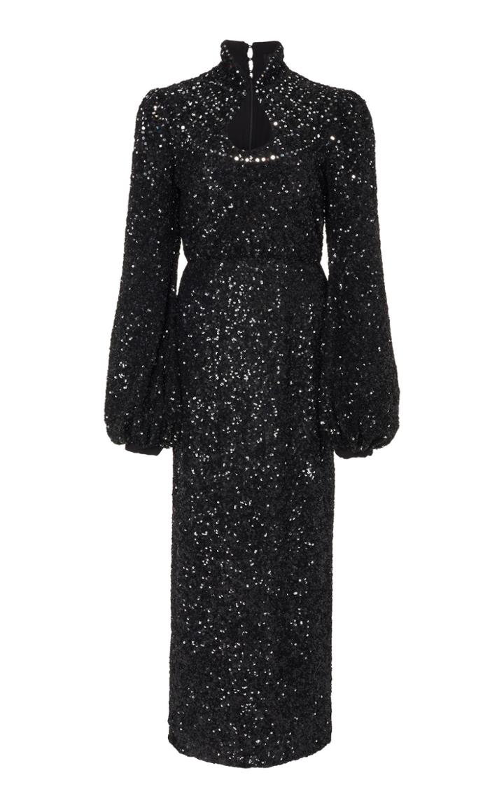 Saloni Domino Embellished V Neck Dress