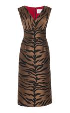 Carolina Herrera Tiger Jacquard V Neck Sheath Dress