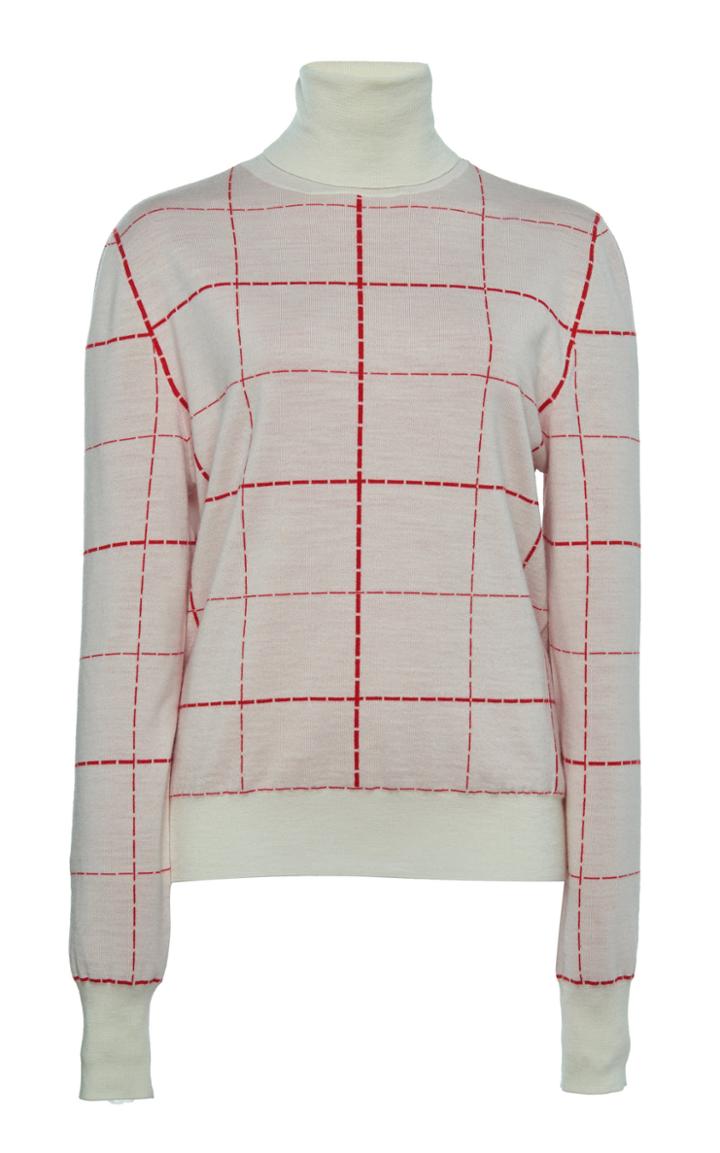 Victoria Beckham Windowpane Wool Turtleneck