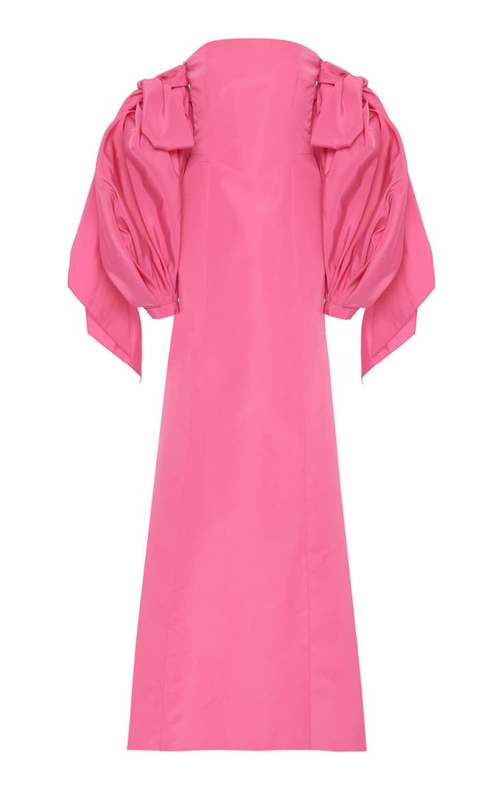 Carolina Herrera Off The Shoulder Silk Puff Sleeve Gown
